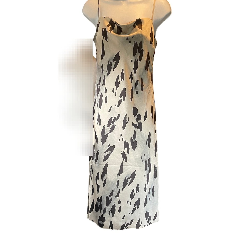 Y2K Coquette Satin Cowl Neck Slip Maxi Dress Size XS Homecoming Cow Print